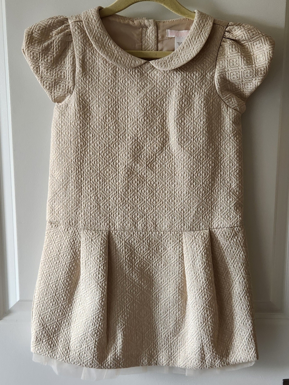 Janie & Jack Girls’ Cream Metallic Jacquard Holiday Dress | Size 5 | Like New